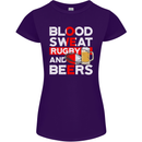 Blood Sweat Rugby and Beers England Funny Womens Petite Cut T-Shirt Purple