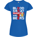 Blood Sweat Rugby and Beers England Funny Womens Petite Cut T-Shirt Royal Blue