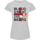 Blood Sweat Rugby and Beers England Funny Womens Petite Cut T-Shirt Sports Grey