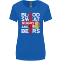 Blood Sweat Rugby and Beers England Funny Womens Wider Cut T-Shirt Royal Blue