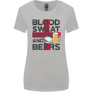 Blood Sweat Rugby and Beers England Funny Womens Wider Cut T-Shirt Sports Grey