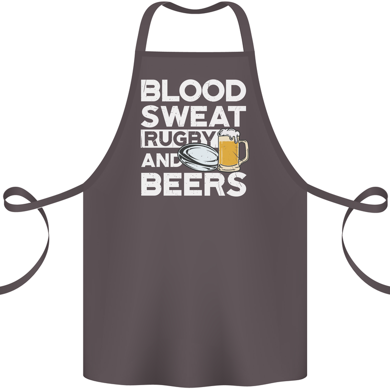 Blood Sweat Rugby and Beers Funny Cotton Apron 100% Organic Dark Grey