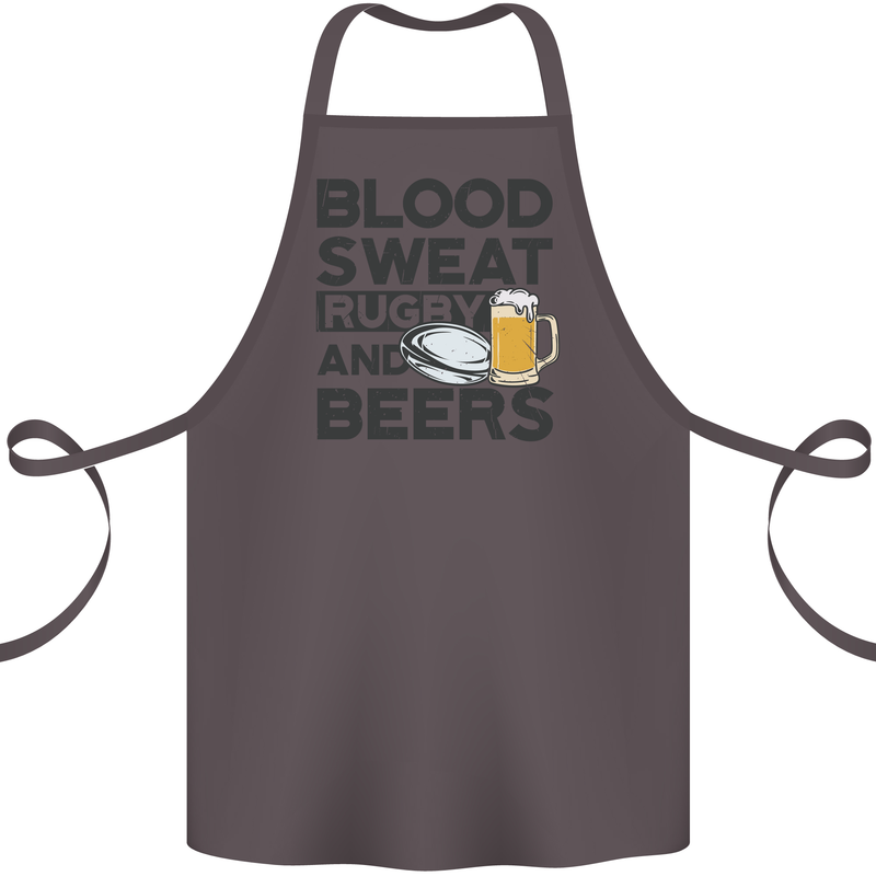 Blood Sweat Rugby and Beers Funny Cotton Apron 100% Organic Dark Grey