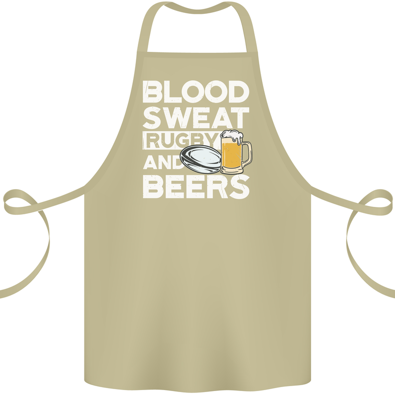 Blood Sweat Rugby and Beers Funny Cotton Apron 100% Organic Khaki
