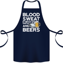 Blood Sweat Rugby and Beers Funny Cotton Apron 100% Organic Navy Blue