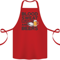 Blood Sweat Rugby and Beers Funny Cotton Apron 100% Organic Red