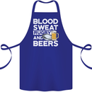 Blood Sweat Rugby and Beers Funny Cotton Apron 100% Organic Royal Blue