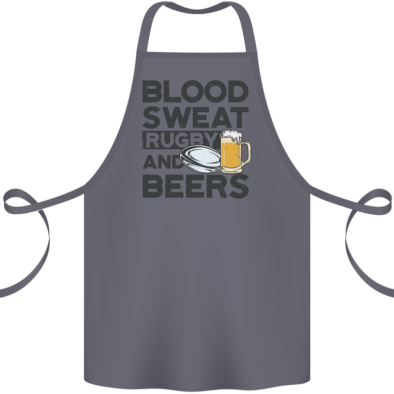 Blood Sweat Rugby and Beers Funny Cotton Apron 100% Organic Steel