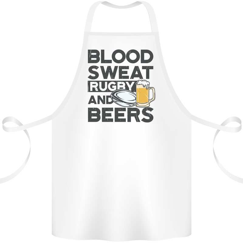 Blood Sweat Rugby and Beers Funny Cotton Apron 100% Organic White