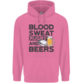 Blood Sweat Rugby and Beers Funny Mens 80% Cotton Hoodie Azelea