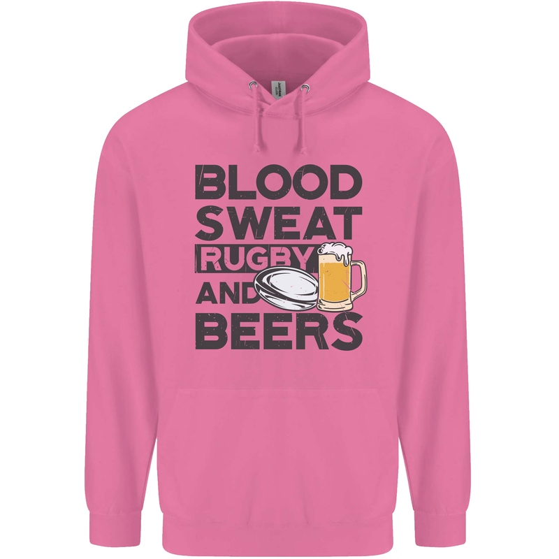 Blood Sweat Rugby and Beers Funny Mens 80% Cotton Hoodie Azelea