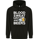 Blood Sweat Rugby and Beers Funny Mens 80% Cotton Hoodie Black