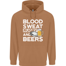 Blood Sweat Rugby and Beers Funny Mens 80% Cotton Hoodie Caramel Latte