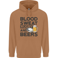 Blood Sweat Rugby and Beers Funny Mens 80% Cotton Hoodie Caramel Latte