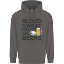 Blood Sweat Rugby and Beers Funny Mens 80% Cotton Hoodie Charcoal