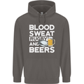 Blood Sweat Rugby and Beers Funny Mens 80% Cotton Hoodie Charcoal