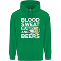 Blood Sweat Rugby and Beers Funny Mens 80% Cotton Hoodie Irish Green
