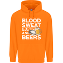 Blood Sweat Rugby and Beers Funny Mens 80% Cotton Hoodie Orange