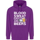 Blood Sweat Rugby and Beers Funny Mens 80% Cotton Hoodie Purple