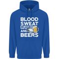 Blood Sweat Rugby and Beers Funny Mens 80% Cotton Hoodie Royal Blue