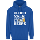 Blood Sweat Rugby and Beers Funny Mens 80% Cotton Hoodie Royal Blue