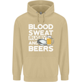 Blood Sweat Rugby and Beers Funny Mens 80% Cotton Hoodie Sand