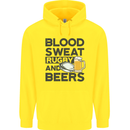 Blood Sweat Rugby and Beers Funny Mens 80% Cotton Hoodie Yellow