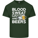 Blood Sweat Rugby and Beers Funny Mens Cotton T-Shirt Tee Top Forest Green