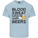 Blood Sweat Rugby and Beers Funny Mens Cotton T-Shirt Tee Top Light Blue