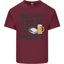 Blood Sweat Rugby and Beers Funny Mens Cotton T-Shirt Tee Top Maroon