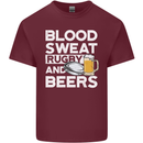 Blood Sweat Rugby and Beers Funny Mens Cotton T-Shirt Tee Top Maroon