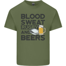 Blood Sweat Rugby and Beers Funny Mens Cotton T-Shirt Tee Top Military Green