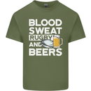 Blood Sweat Rugby and Beers Funny Mens Cotton T-Shirt Tee Top Military Green