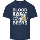 Blood Sweat Rugby and Beers Funny Mens Cotton T-Shirt Tee Top Navy Blue