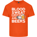 Blood Sweat Rugby and Beers Funny Mens Cotton T-Shirt Tee Top Orange
