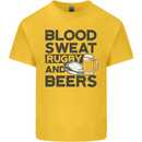 Blood Sweat Rugby and Beers Funny Mens Cotton T-Shirt Tee Top Yellow