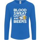 Blood Sweat Rugby and Beers Funny Mens Long Sleeve T-Shirt Royal Blue