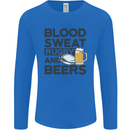 Blood Sweat Rugby and Beers Funny Mens Long Sleeve T-Shirt Royal Blue