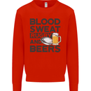 Blood Sweat Rugby and Beers Funny Mens Sweatshirt Jumper Bright Red