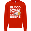 Blood Sweat Rugby and Beers Funny Mens Sweatshirt Jumper Bright Red