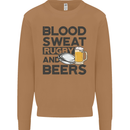 Blood Sweat Rugby and Beers Funny Mens Sweatshirt Jumper Caramel Latte