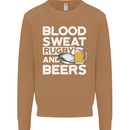 Blood Sweat Rugby and Beers Funny Mens Sweatshirt Jumper Caramel Latte