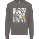 Blood Sweat Rugby and Beers Funny Mens Sweatshirt Jumper Charcoal