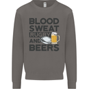 Blood Sweat Rugby and Beers Funny Mens Sweatshirt Jumper Charcoal