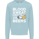 Blood Sweat Rugby and Beers Funny Mens Sweatshirt Jumper Light Blue
