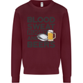 Blood Sweat Rugby and Beers Funny Mens Sweatshirt Jumper Maroon