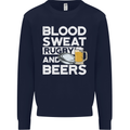 Blood Sweat Rugby and Beers Funny Mens Sweatshirt Jumper Navy Blue