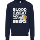 Blood Sweat Rugby and Beers Funny Mens Sweatshirt Jumper Navy Blue