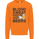 Blood Sweat Rugby and Beers Funny Mens Sweatshirt Jumper Orange