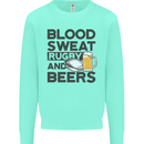 Blood Sweat Rugby and Beers Funny Mens Sweatshirt Jumper Peppermint